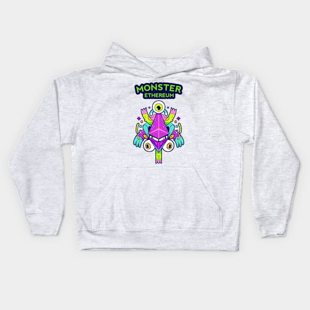 Doodle Ethereum Design Monster Illustration Kids Hoodie by Manxhunter illustration